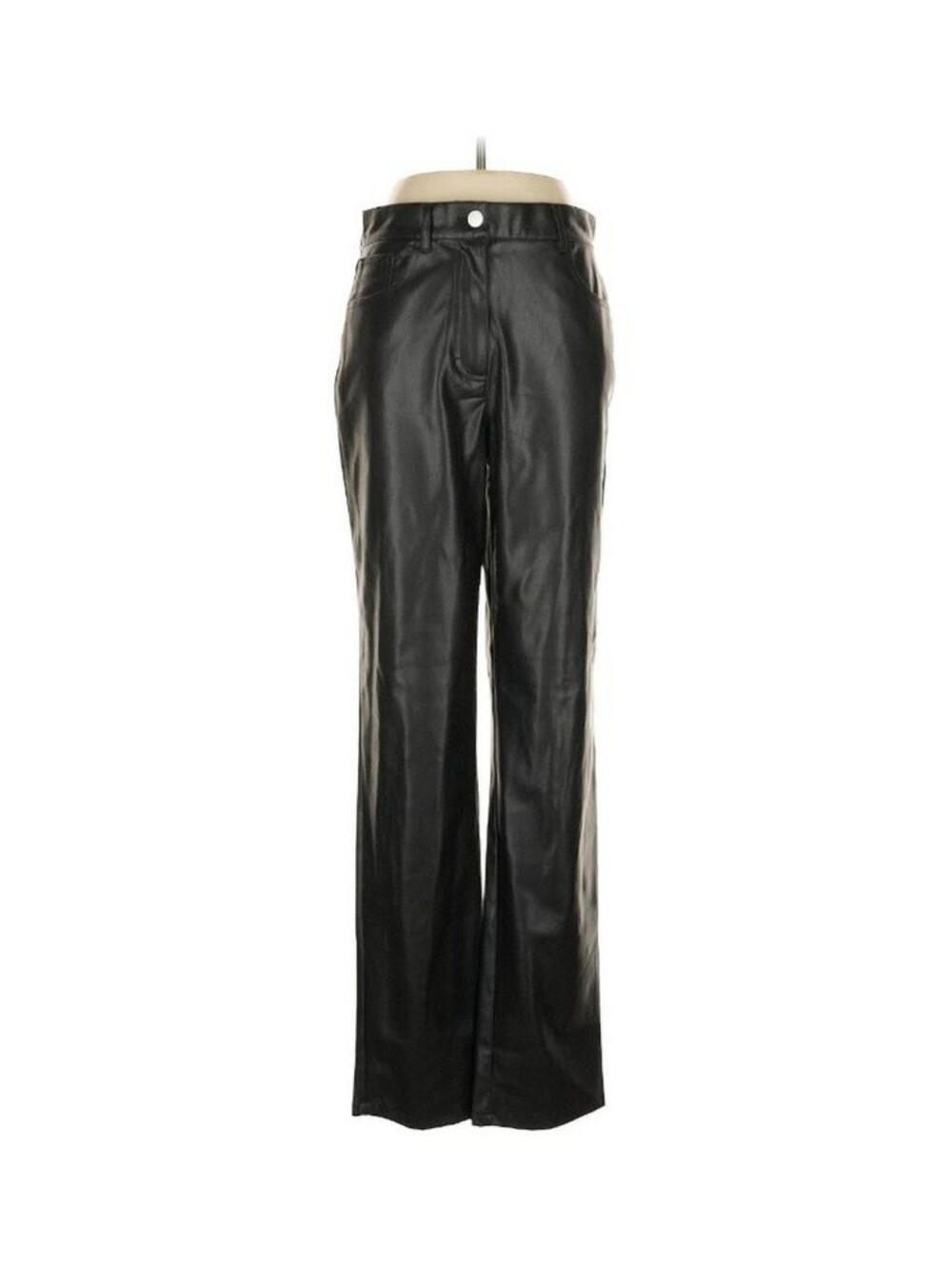 French Connection Faux Leather Pants Black High Rise Wide Leg 6